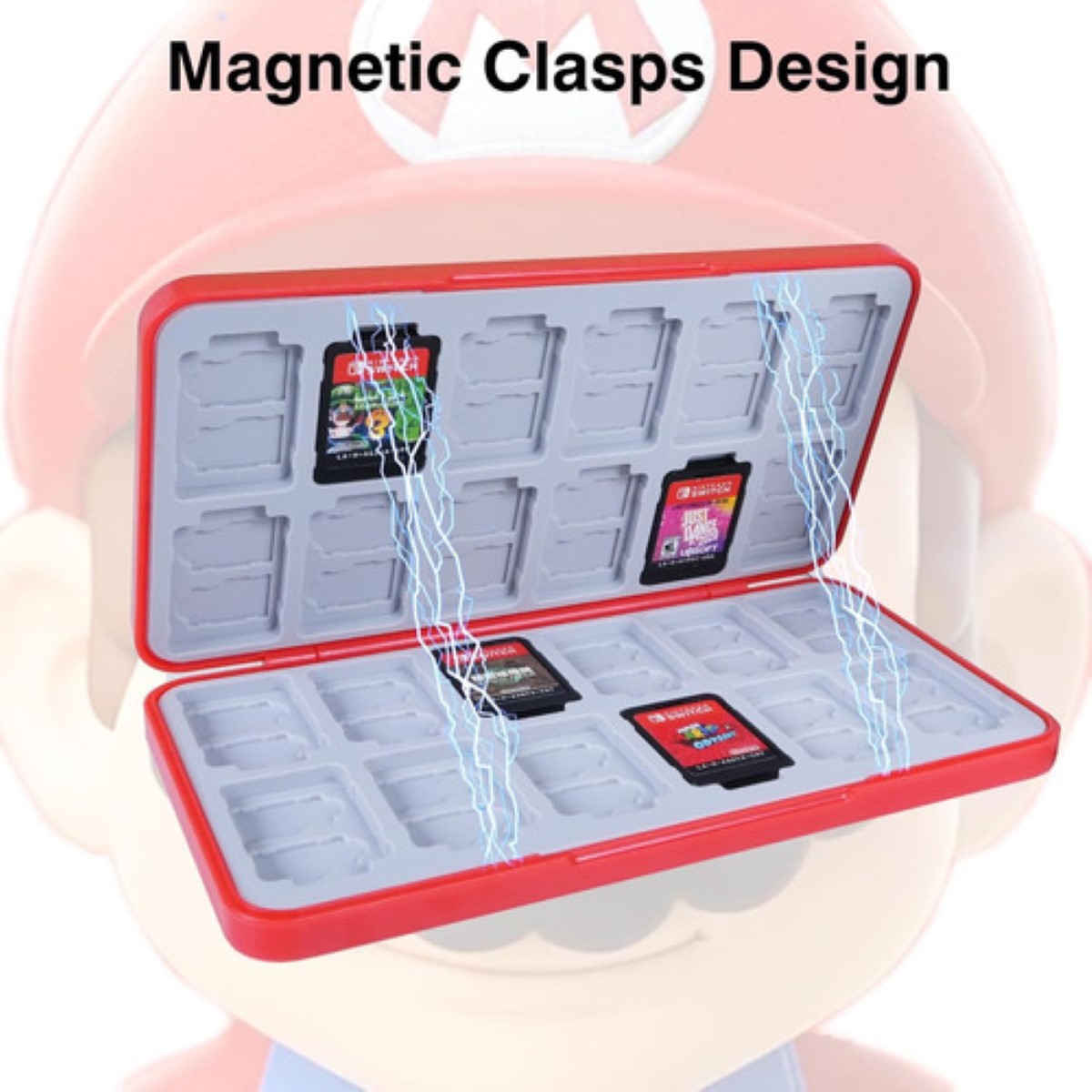 Estuche Organizador Cierre Magnético Para Nintendo Switch mario bros azul/rojo