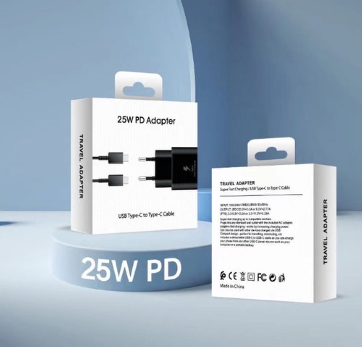 Cargador Rápido Tipo C De 25w Para Samsung Galaxy Con Cable blanco