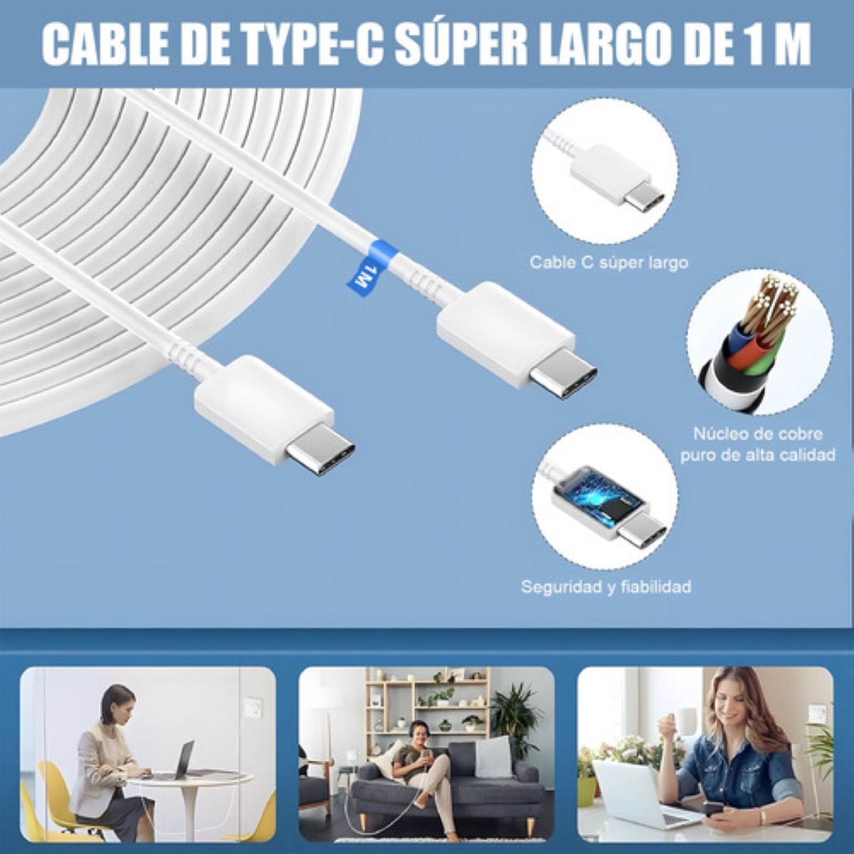 Cargador Rápido Tipo C De 25w Para Samsung Galaxy Con Cable blanco