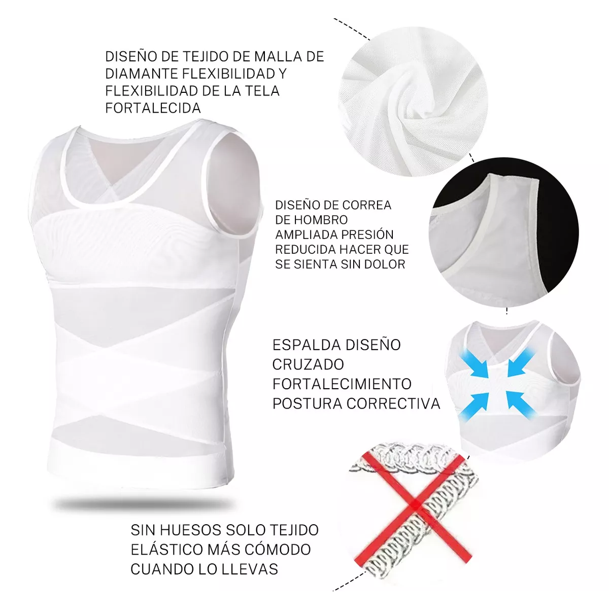 2pcs Ginecomastia Camisa Hombres Adelgazamiento Pecho Talla XL
