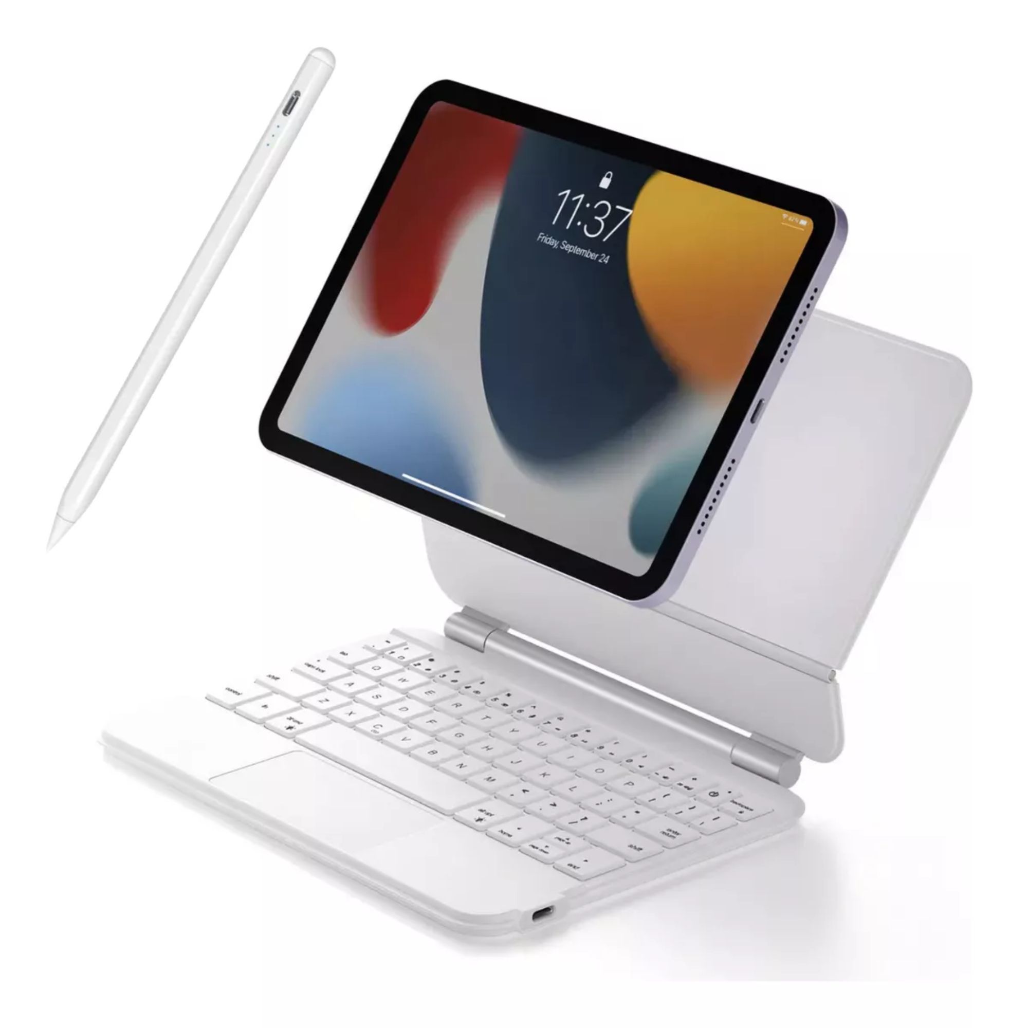Magic Keyboard Funda Teclado Para iPad Mini 6/7 Color Blanco + Pencil 