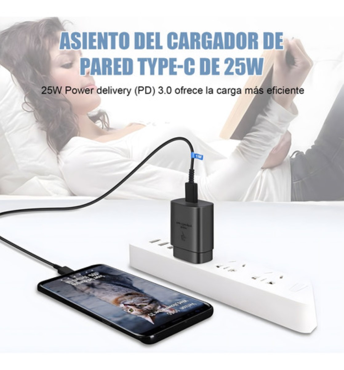 Cargador Rápido Tipo C De 25w Para Samsung Galaxy Con Cable negro