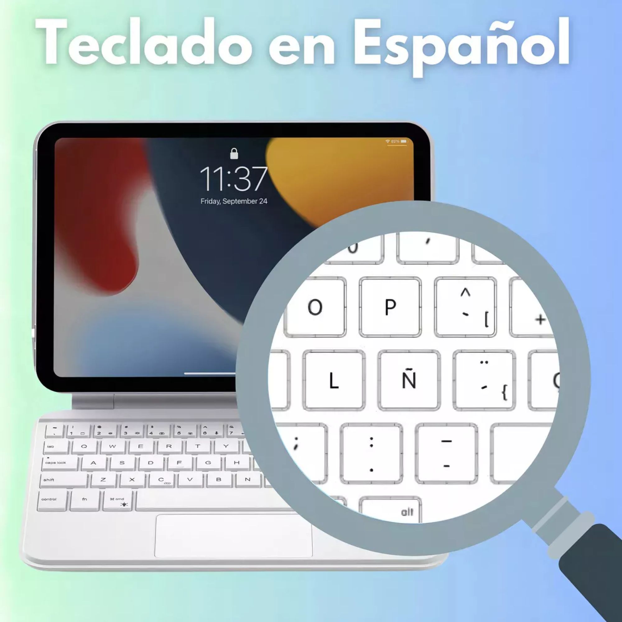 Magic Keyboard Funda Teclado Para iPad Mini 6/7 Color Blanco + Pencil 