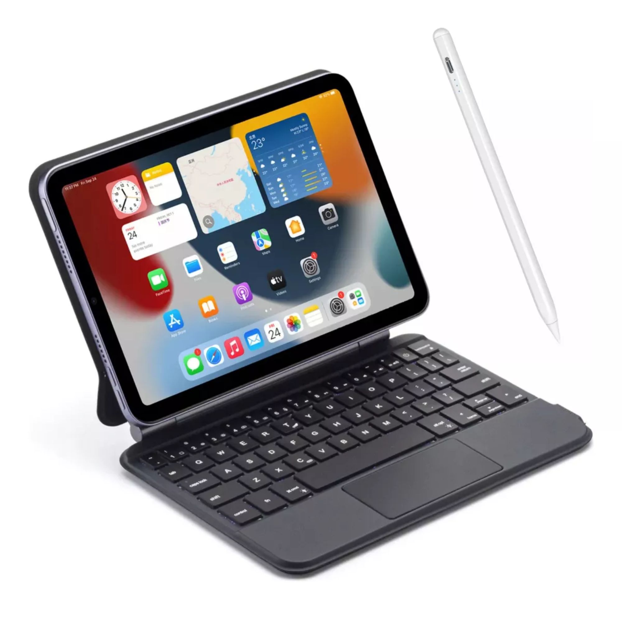Magic Keyboard Funda Teclado Para iPad Mini 6/7 Color Negro + Pencil