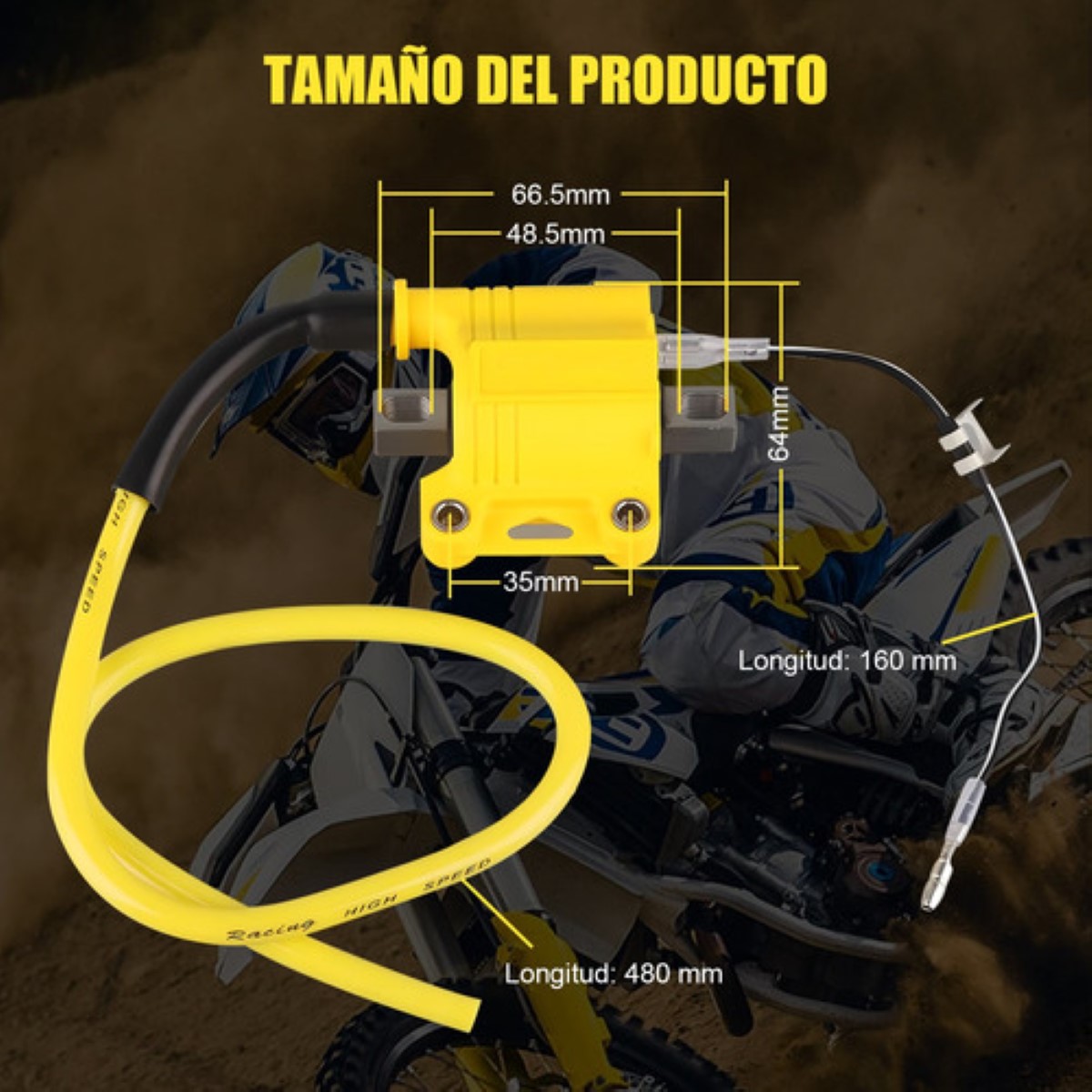 Bobina De Encendido Racing Para Motocicleta,motores 4t/2t amarillo