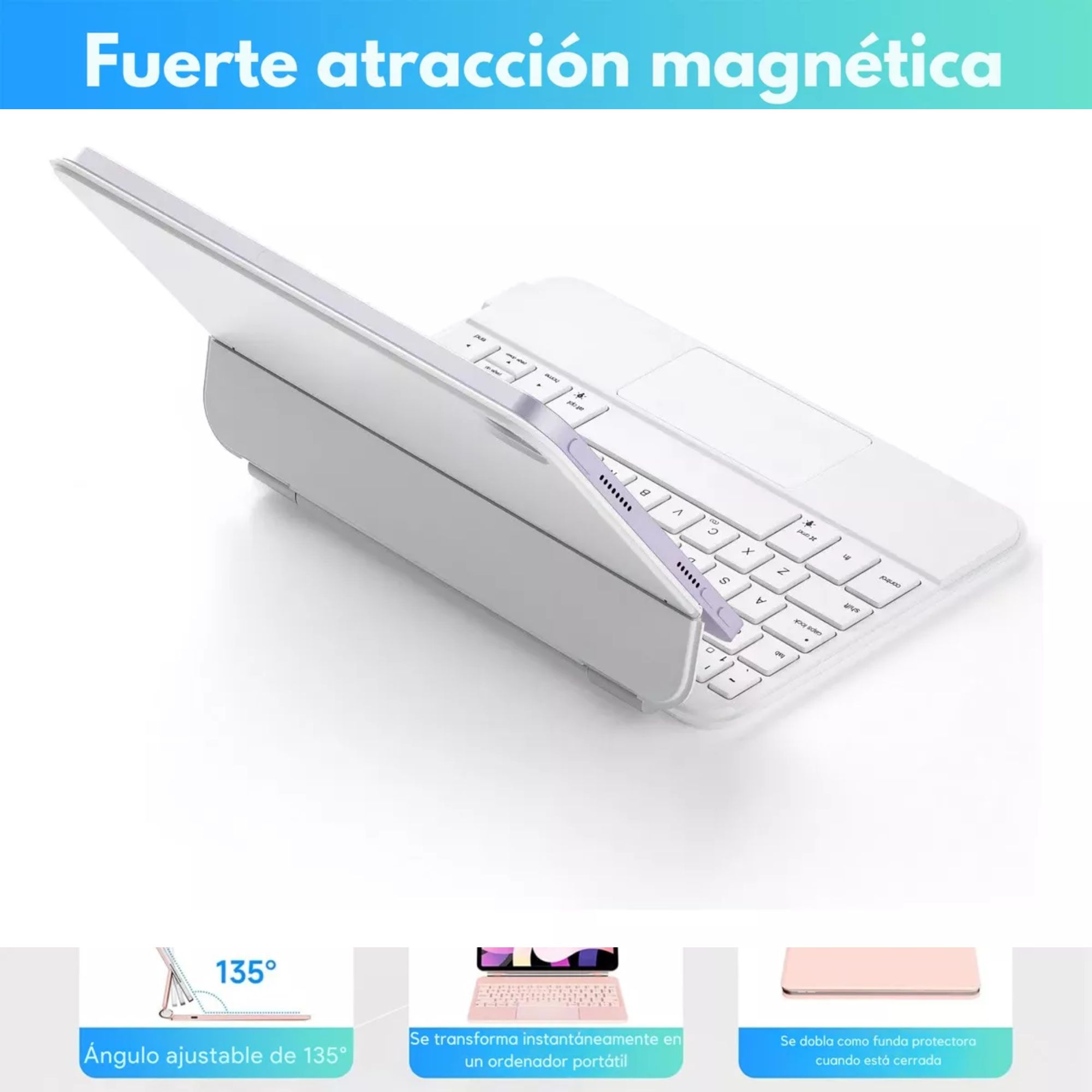 Magic Keyboard Funda Teclado Para iPad Mini 6/7 Color Blanco + Pencil 