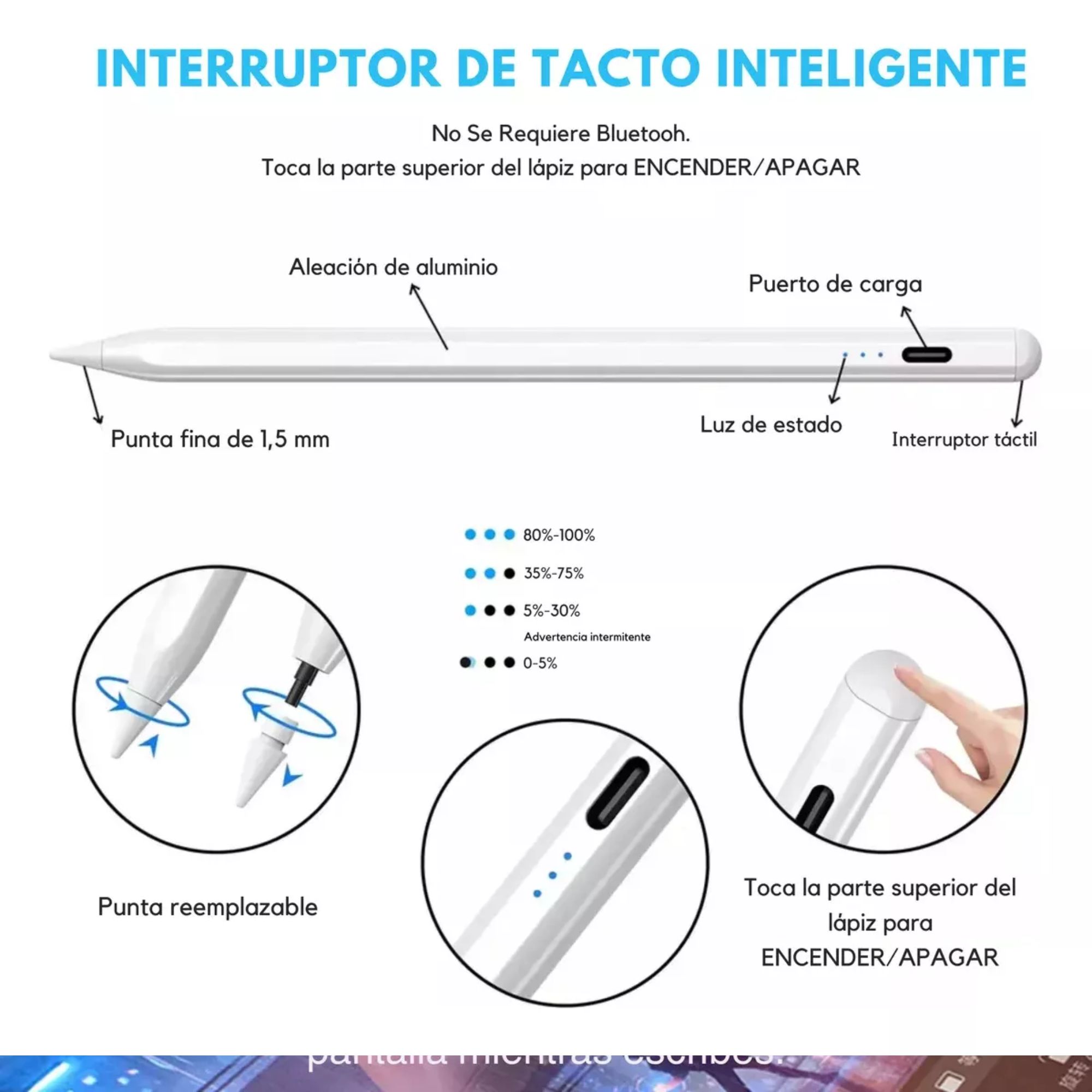 Magic Keyboard Funda Teclado Para iPad Mini 6/7 Color Blanco + Pencil 