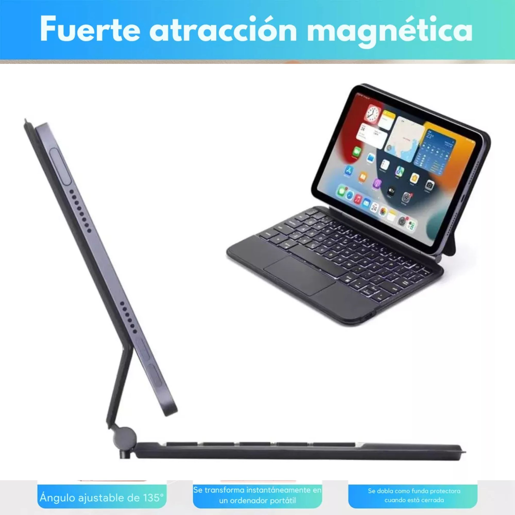 Magic Keyboard Funda Teclado Para iPad Mini 6/7 Color Negro + Pencil