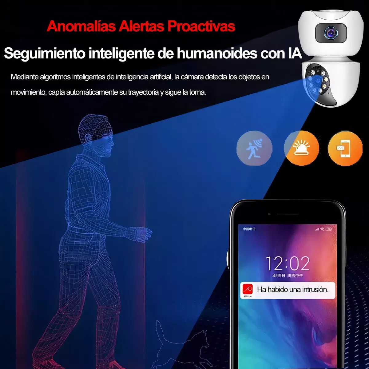 Camara De Seguridad Interior 5g Wifi Doble Pantalla 390eyes Color Blanco