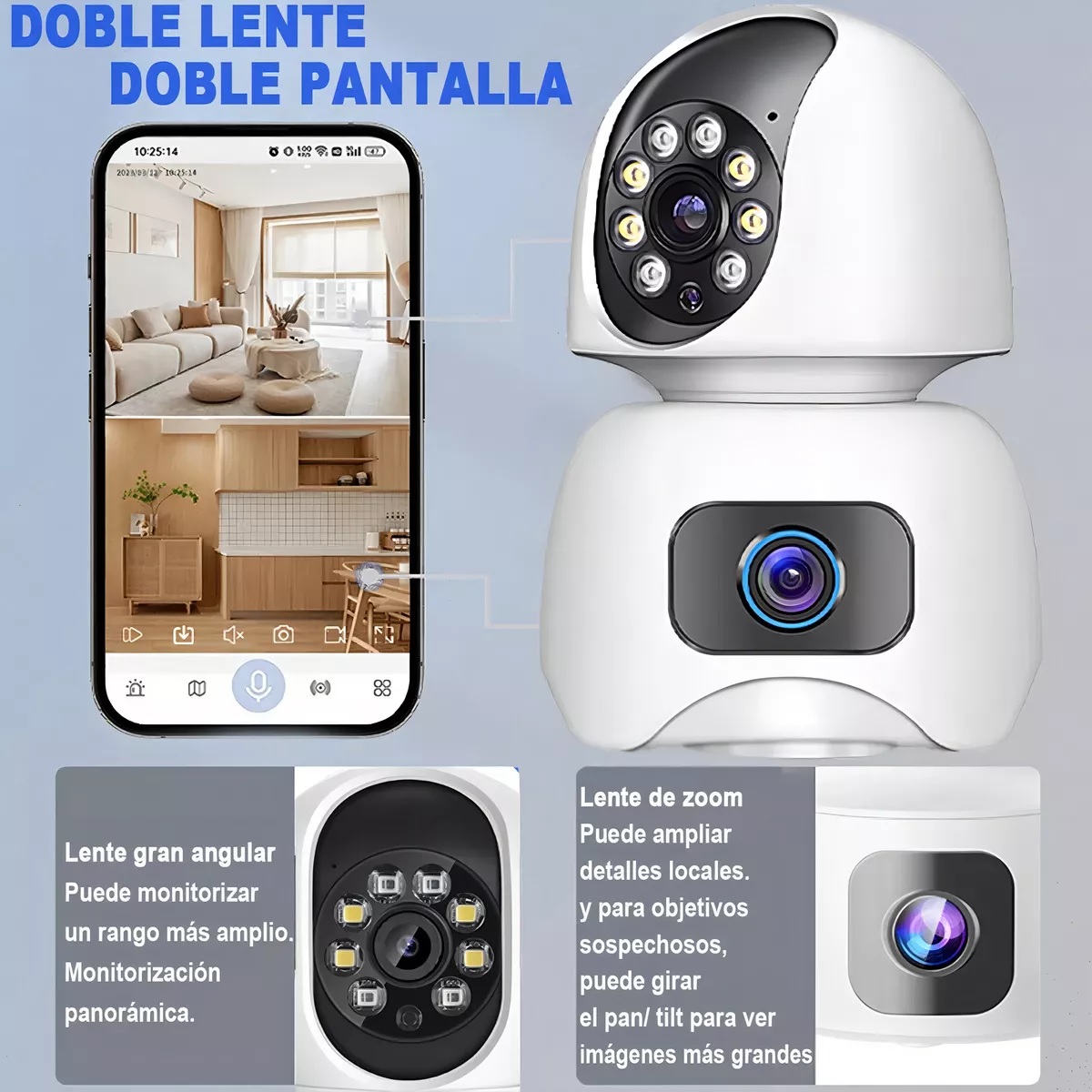 Camara De Seguridad Interior 5g Wifi Doble Pantalla 390eyes Color Blanco