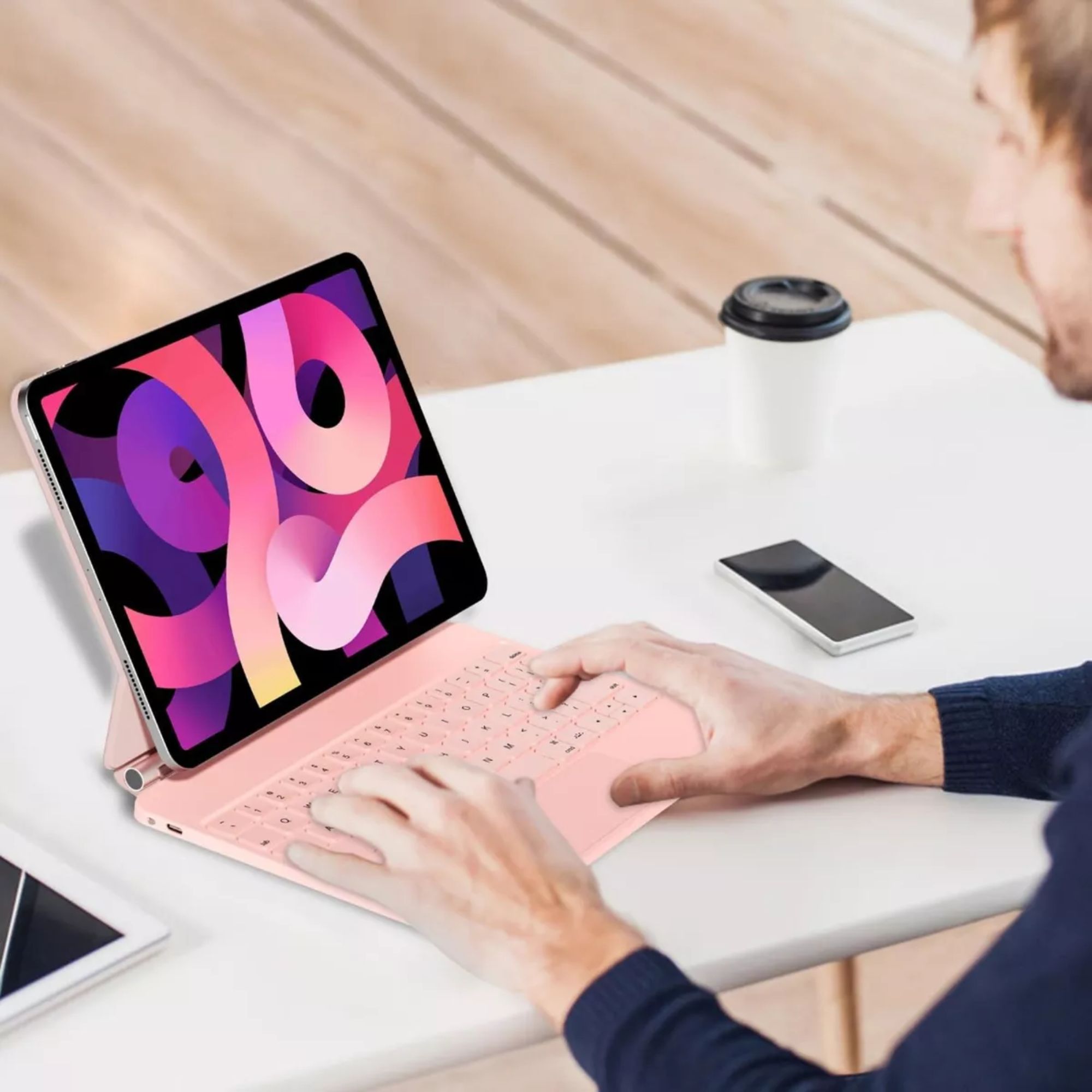 Funda Teclado Magic Keyboard Para iPad Air Pro 11 Color Rosa + Pencil