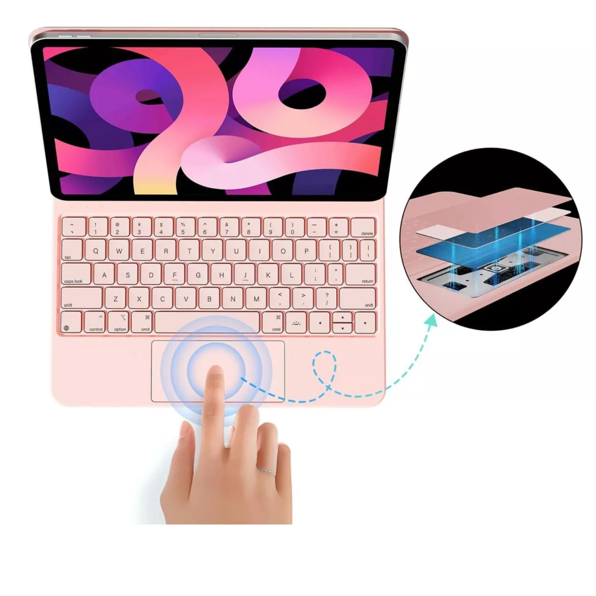 Funda Teclado Magic Keyboard Para iPad Air Pro 11 Color Rosa + Pencil