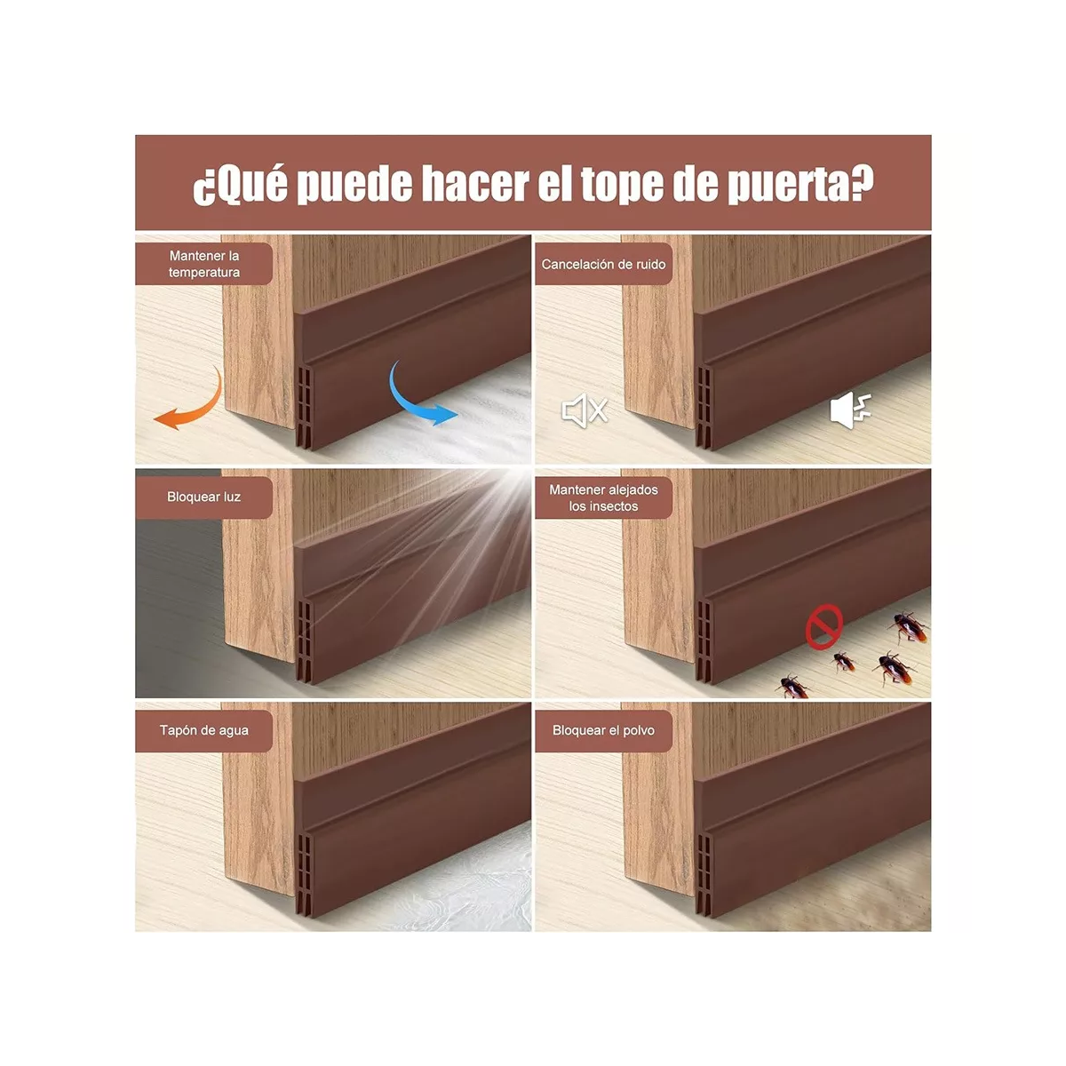 Atrapa Polvo Puerta Y Ventanas Evita Insectos Y Polvo 2 Pcs Marron