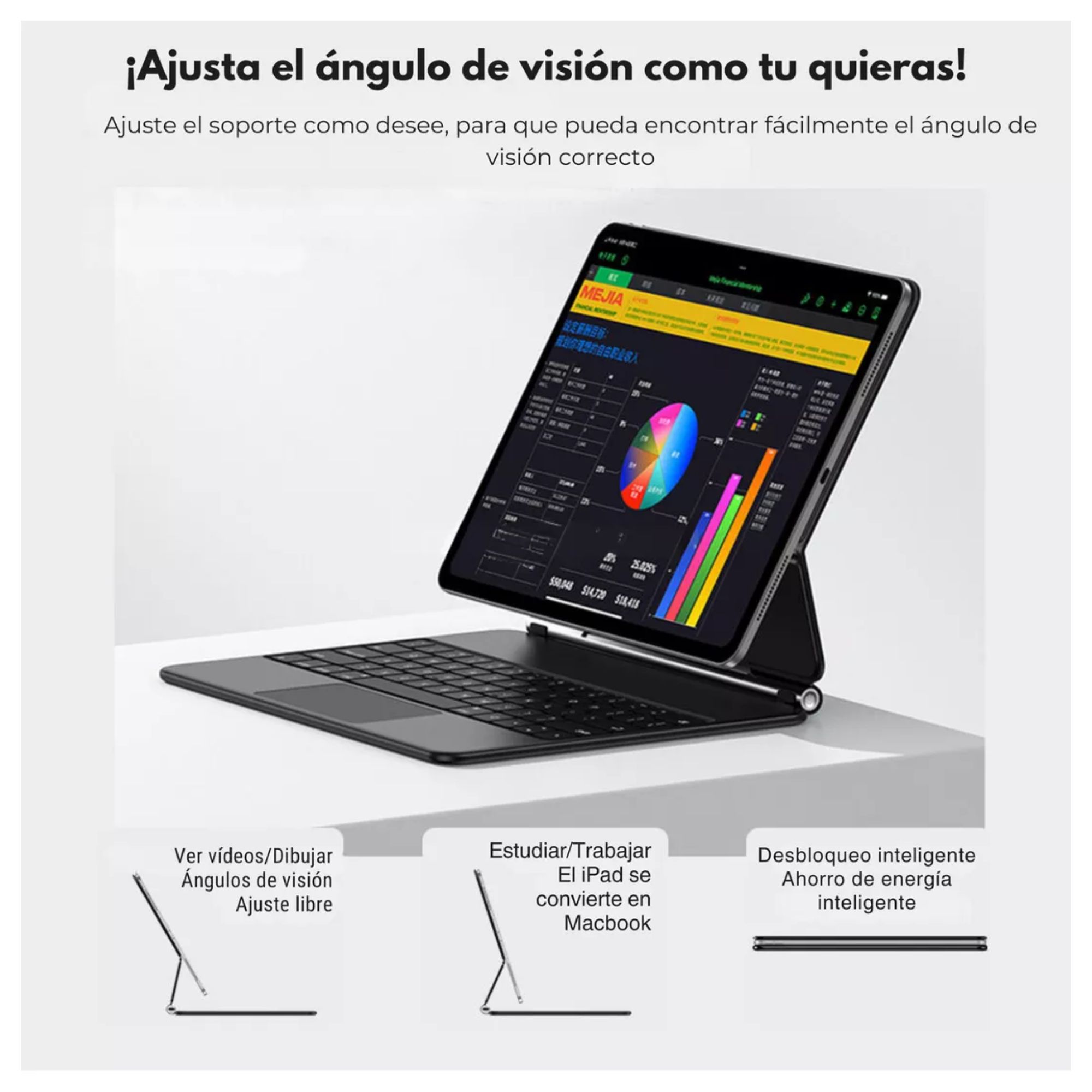 Funda Teclado Magic Keyboard Para iPad Air Pro 11 Color Negro + Pencil
