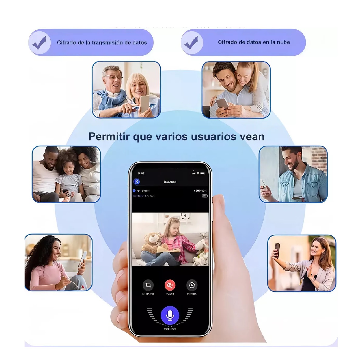 Camara De Seguridad Interior 5g Wifi Doble Pantalla 390eyes Color Blanco