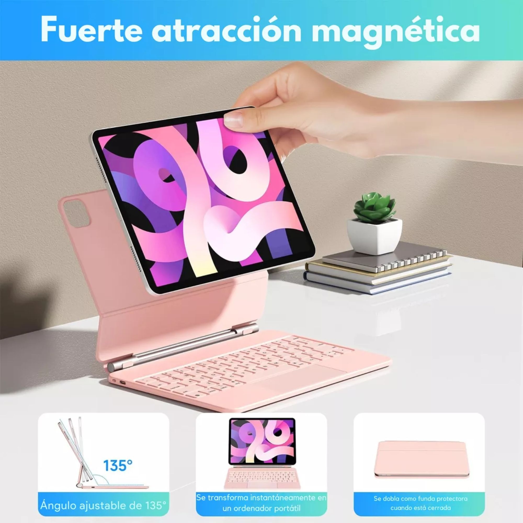 Funda Teclado Magic Keyboard Para iPad Air Pro 11 Color Rosa + Pencil