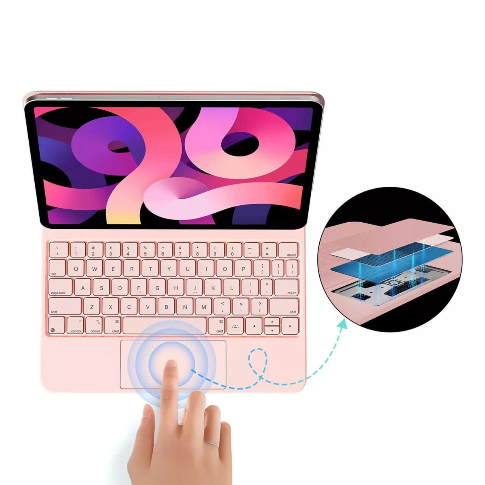Funda Teclado Magic Keyboard Para iPad Air Pro 12.9 Color Rosa + Pencil