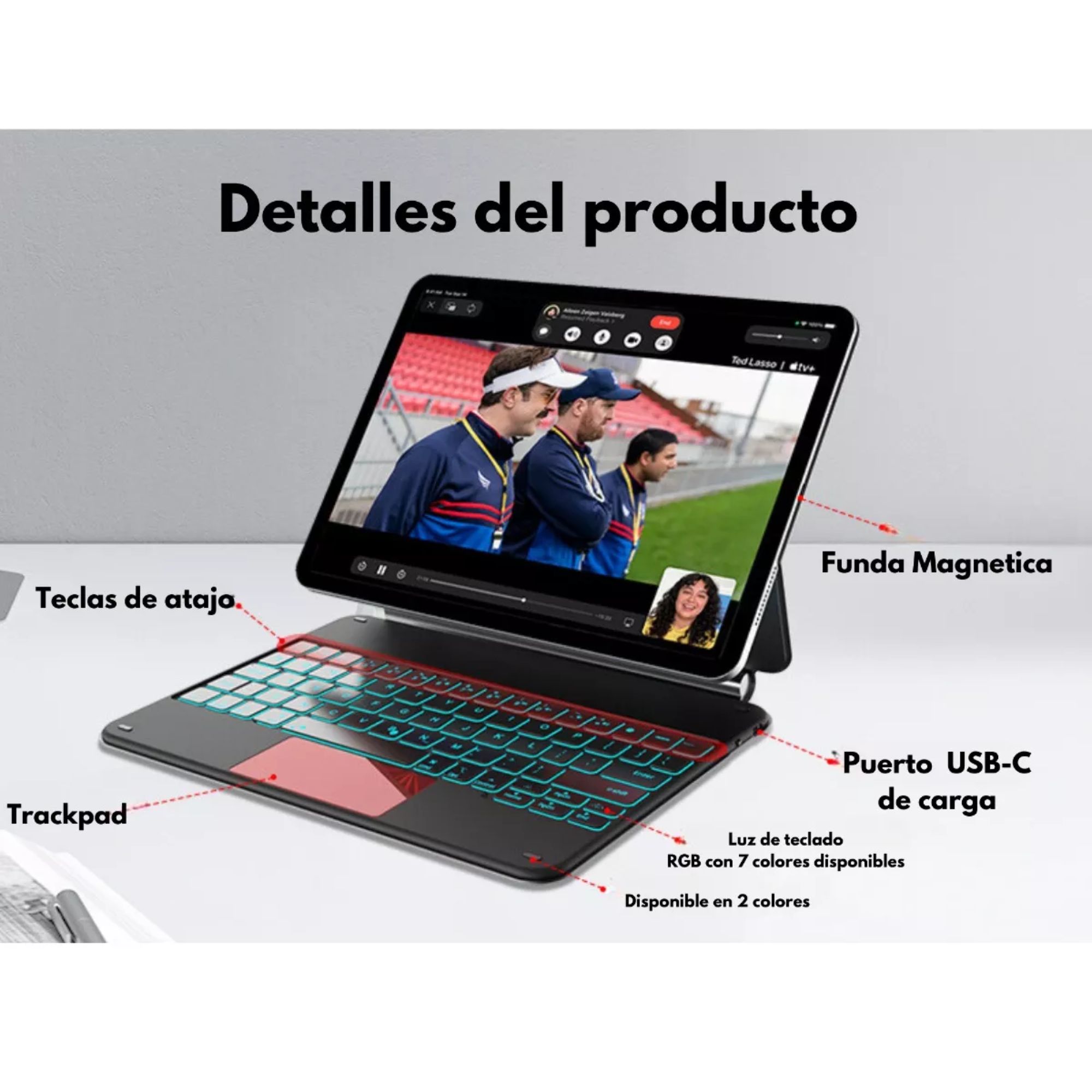 CACOE Funda Teclado IPad Pro 13" M5/M4 2025/2024, Iluminación De 7