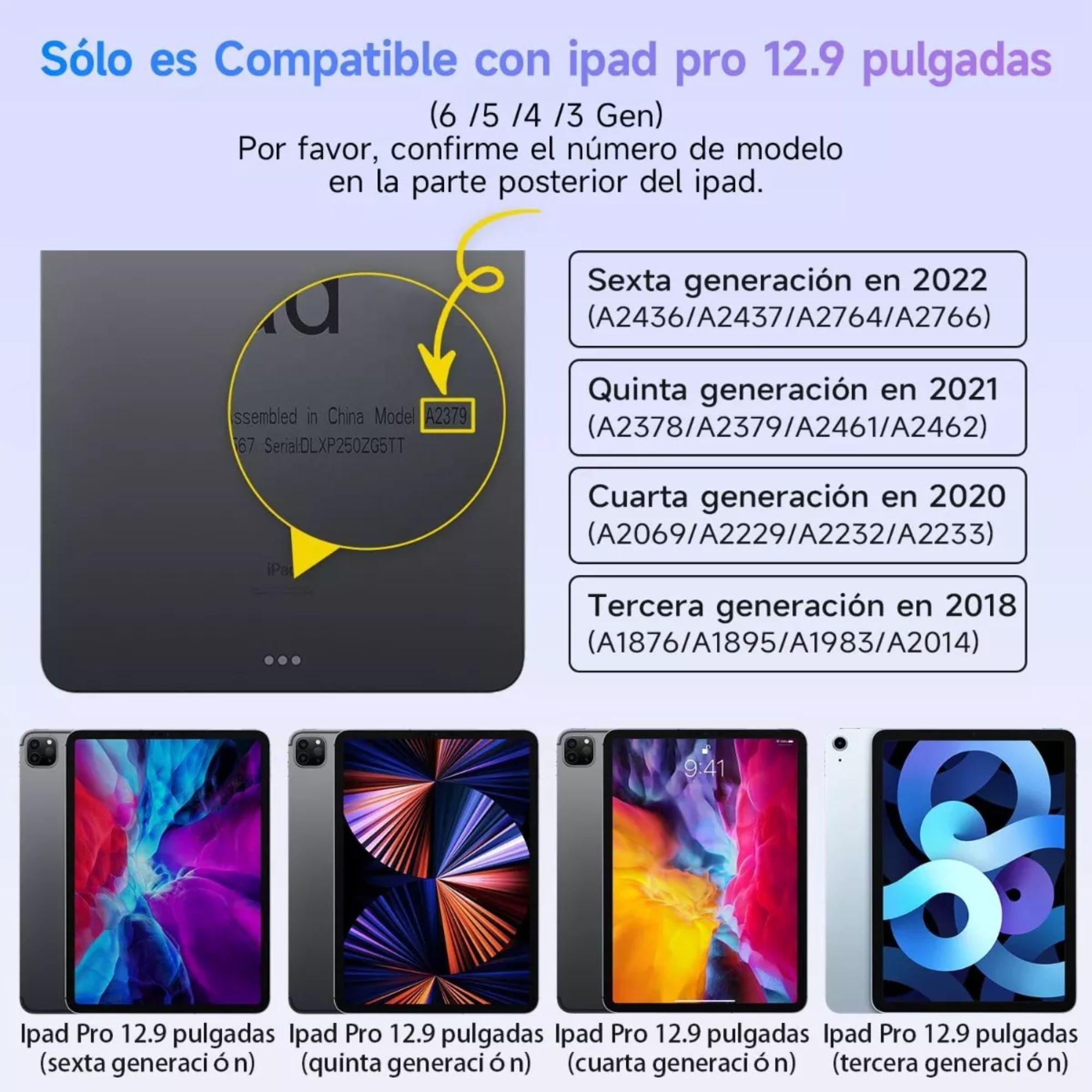 Funda Teclado Magic Keyboard Para iPad Air Pro 12.9 Color Negro + Pencil