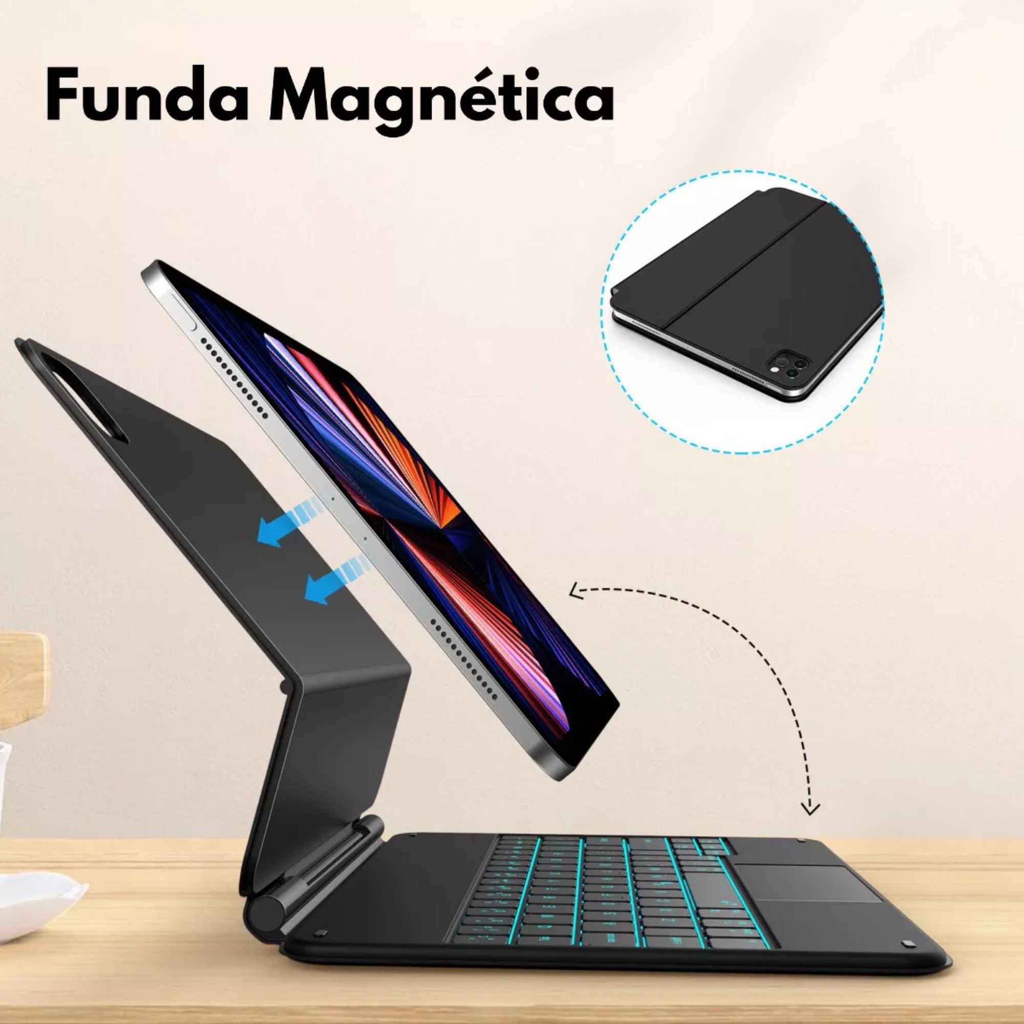 Funda Teclado Magic Keyboard Para iPad Air Pro 12.9 Color Negro + Pencil