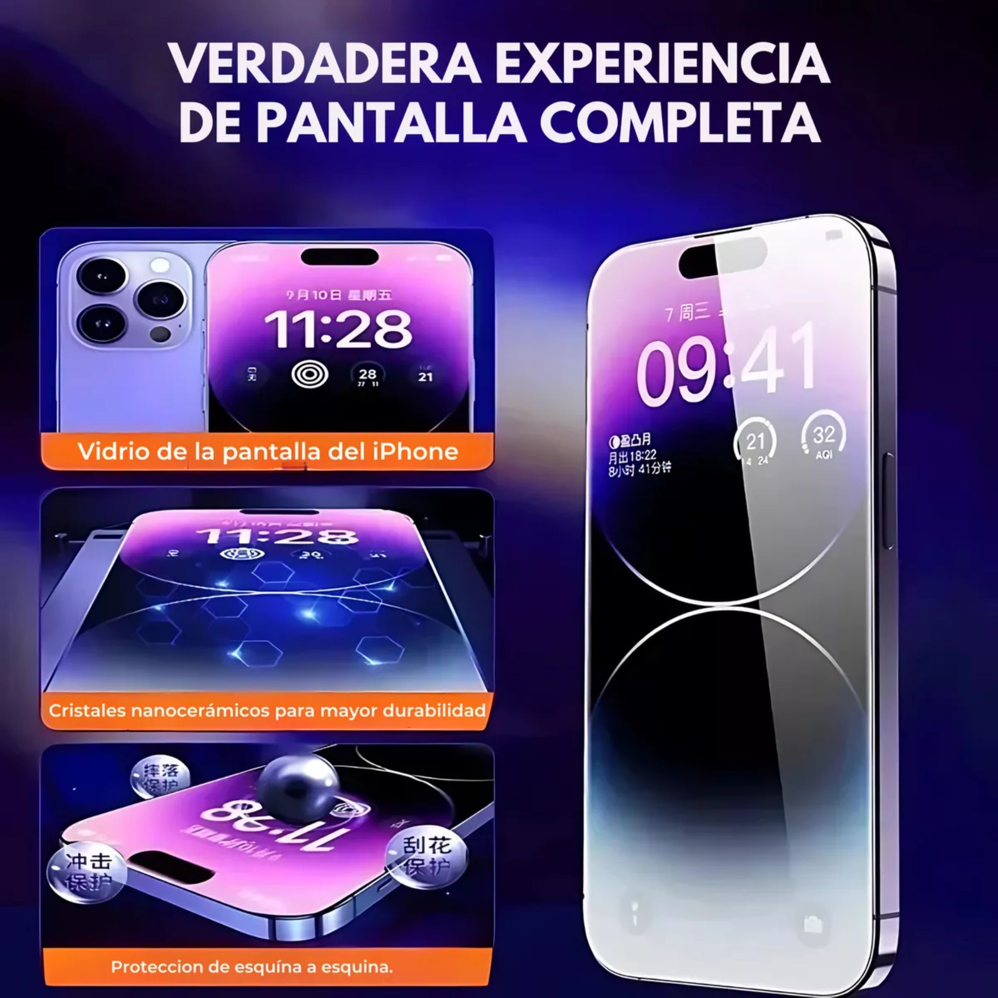 Mica Cristal Templado Premium Para iPhone Fácil Instalación Iphone 13/ 13 pro/ 14