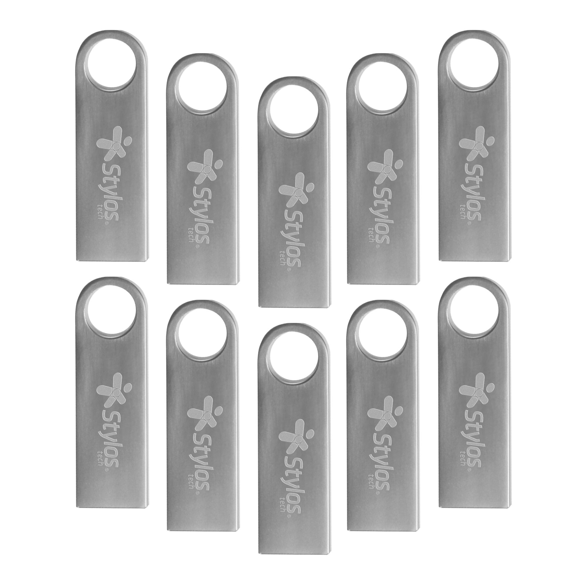 10 Pack - Memoria USB de 8 GB Stylos ST100, Metálica