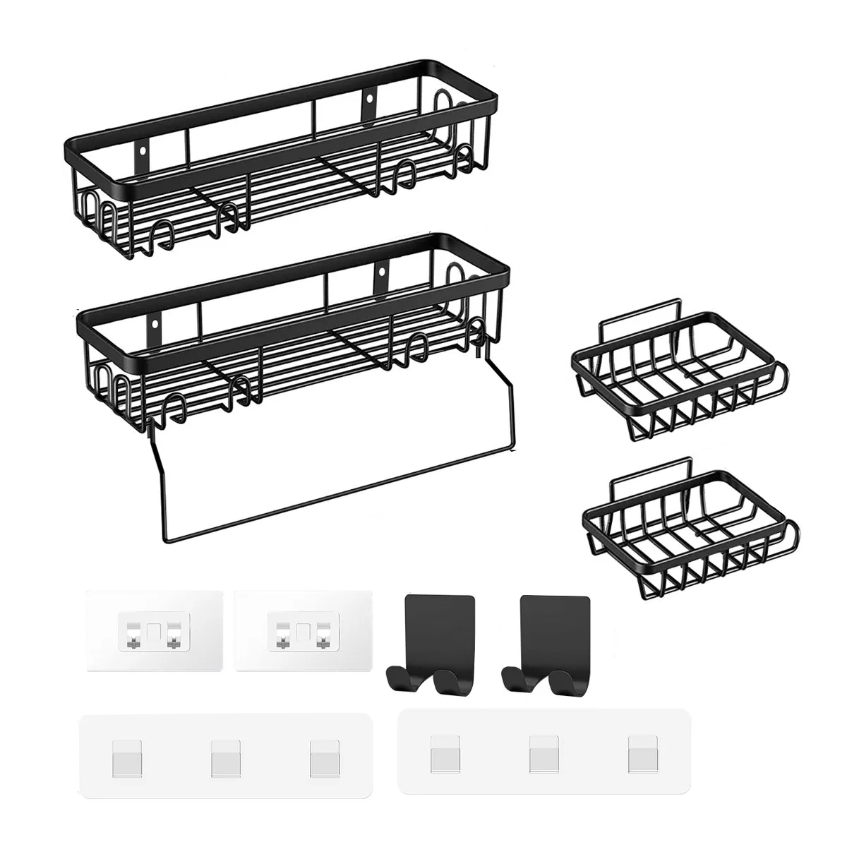Organizador De Baño Accesorios Estantes Acero Inoxidable Con Adhesivos Color Negro