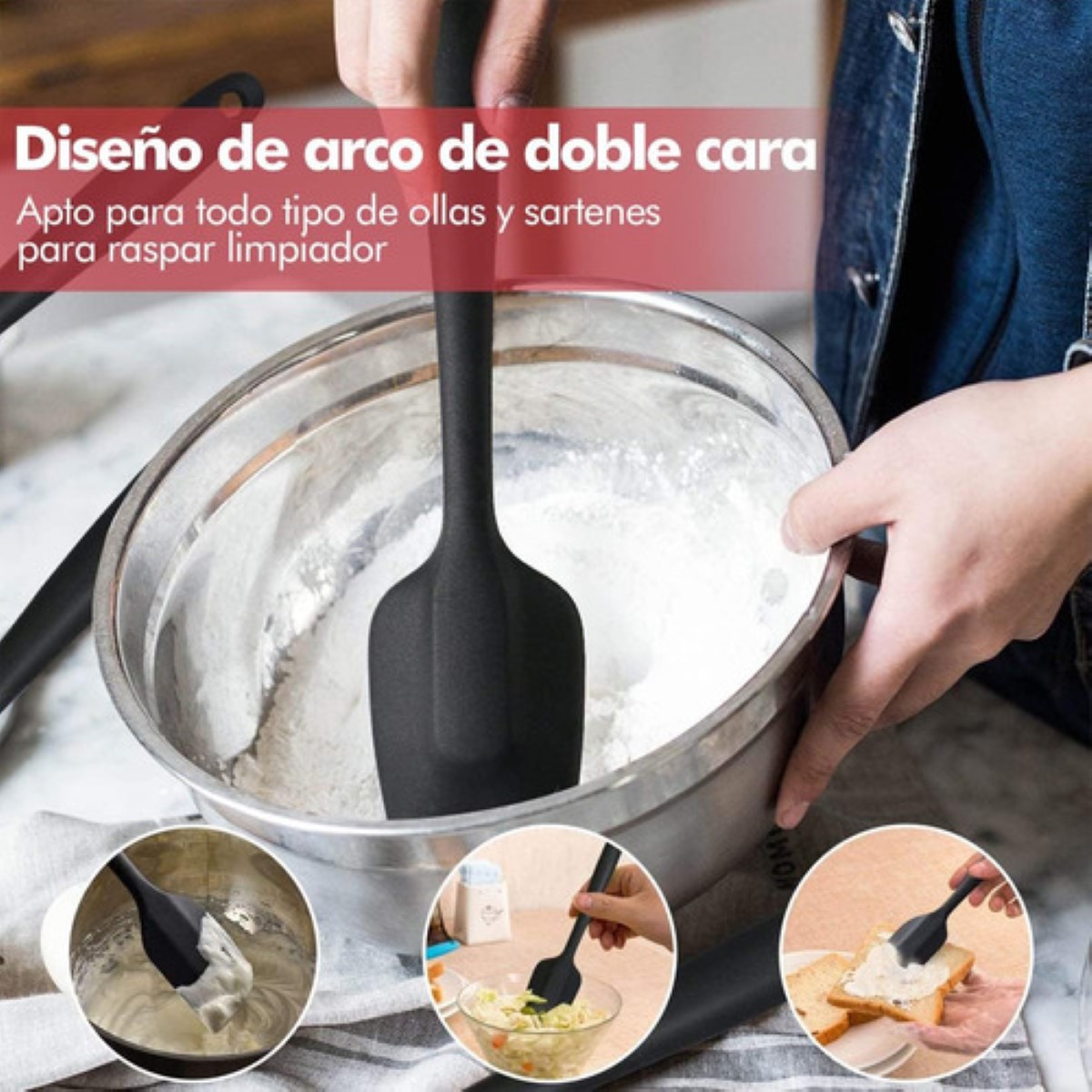 Utensilios Silicona Cocina Palas Espatulas Reposteria 6 Set negro