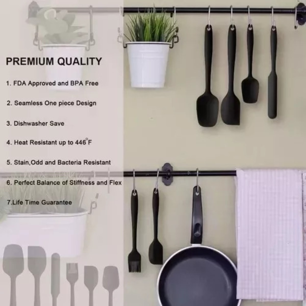 Utensilios Silicona Cocina Palas Espatulas Reposteria 6 Set negro