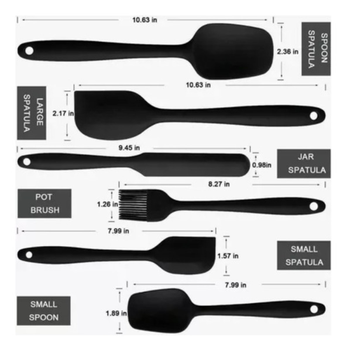 Utensilios Silicona Cocina Palas Espatulas Reposteria 6 Set negro
