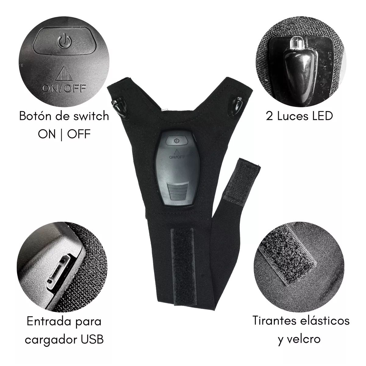 Guante Con Luz Led Seguridad Nocturna Multiuso Recargable