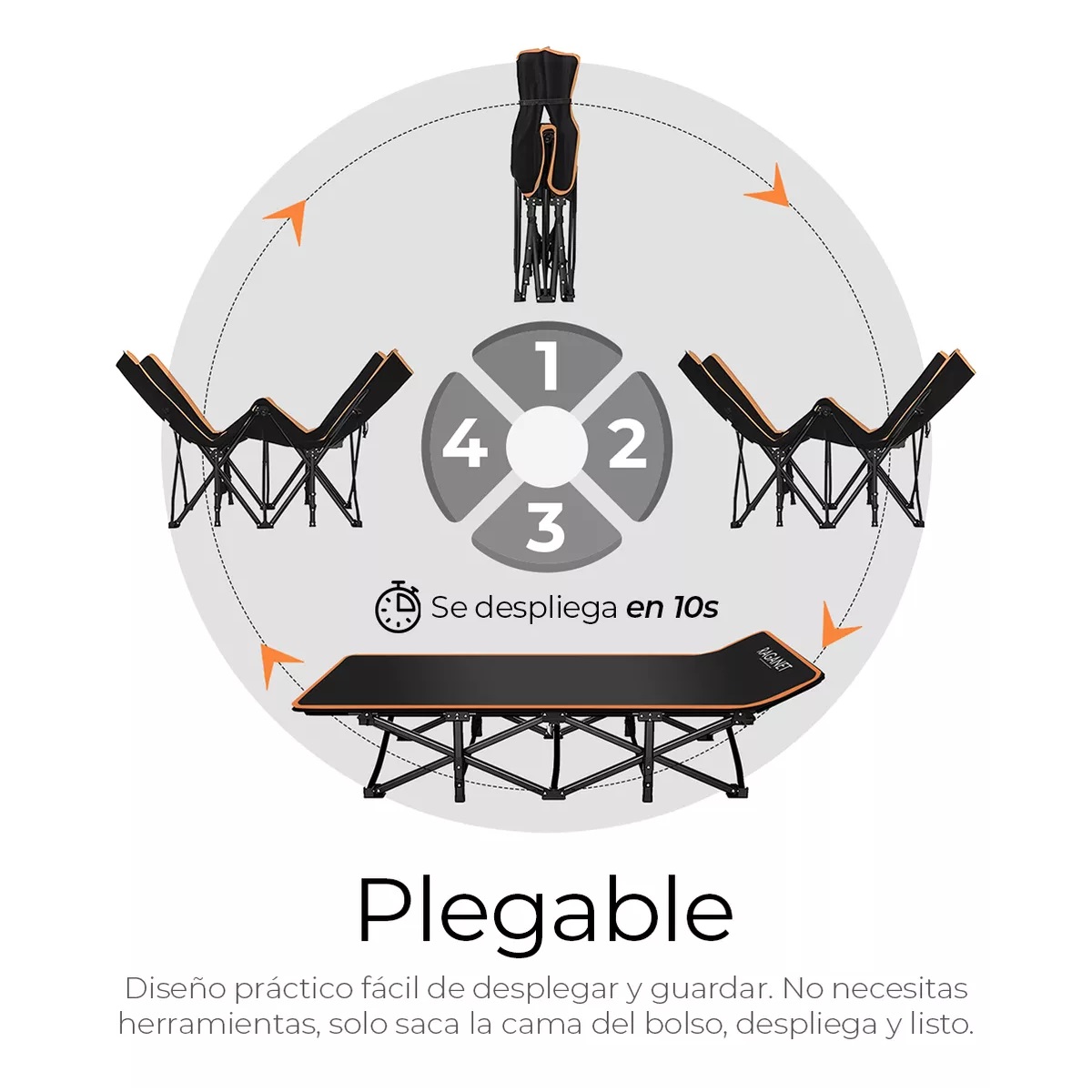 Catre Plegable Para Acampar Con Colchoneta Camastro Portátil