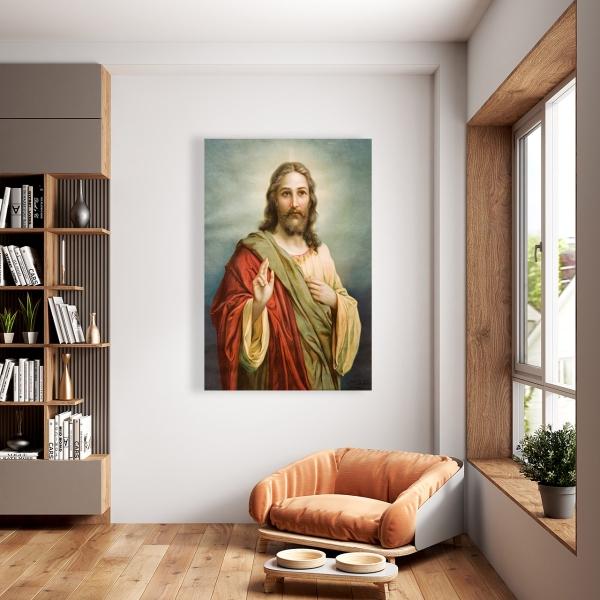 Cuadro Decorativo Canvas Religioso Jesus manto rojo 45 X 30