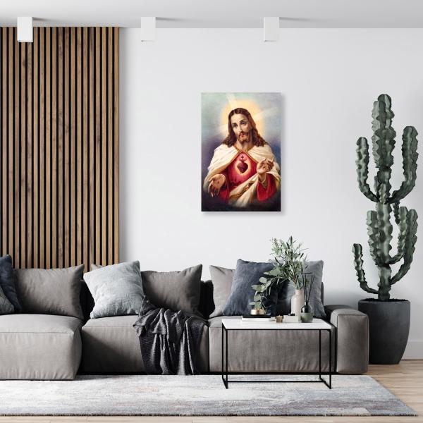 Cuadro Decorativo Canvas Religioso Sagrado Corazón de Jesús 90 X 60 cm