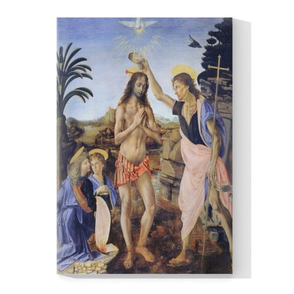 Cuadro Decorativo Canvas Religioso Bautismo de Cristo Verrocchio 60 X 40 cm