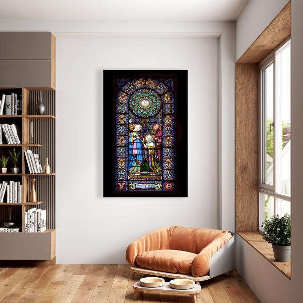 Cuadro Decorativo Canvas Religioso Vitral Maria Virgen Maria 90 X 60 cm