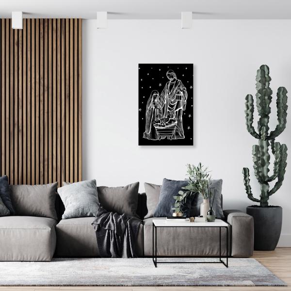Cuadro Decorativo Canvas Religioso Sagrada Familia Nacimiento Jesús 120 X 80 cm