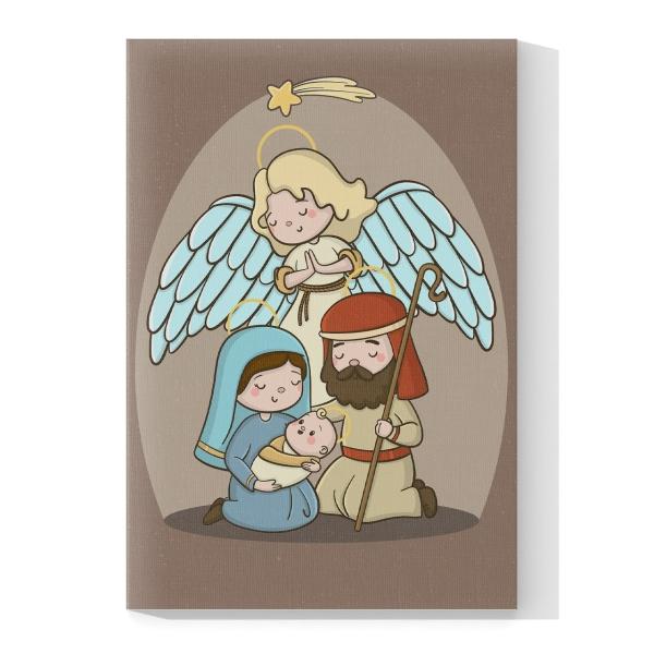 Cuadro Decorativo Canvas Religioso para niños Nacimiento Jesus María y Jose 135 X 90