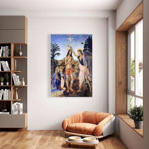 Cuadro Decorativo Canvas Religioso Bautismo de Cristo Verrocchio 60 X 40 cm