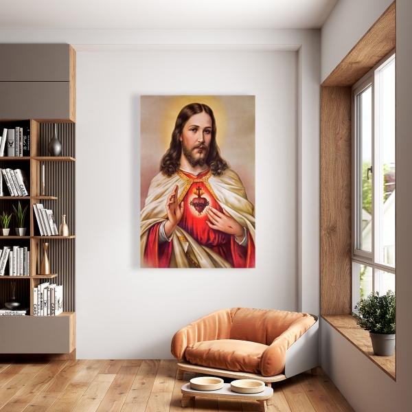 Cuadro Decorativo Canvas Religioso Sagrado Corazón de Jesús #2 120 X 80 cm