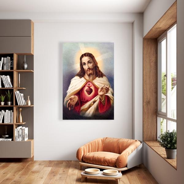 Cuadro Decorativo Canvas Religioso Sagrado Corazón de Jesús 90 X 60 cm