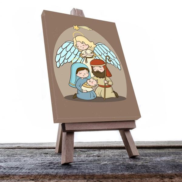 Cuadro Decorativo Canvas Religioso para niños Nacimiento Jesus María y Jose 135 X 90