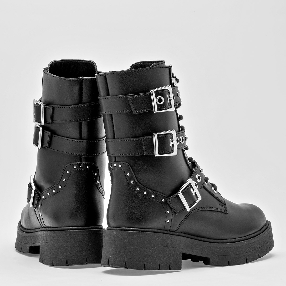 Seducta Botin Urbano Mujer Tacon 4 cm Tubo 18 cm  Color  Negro E9