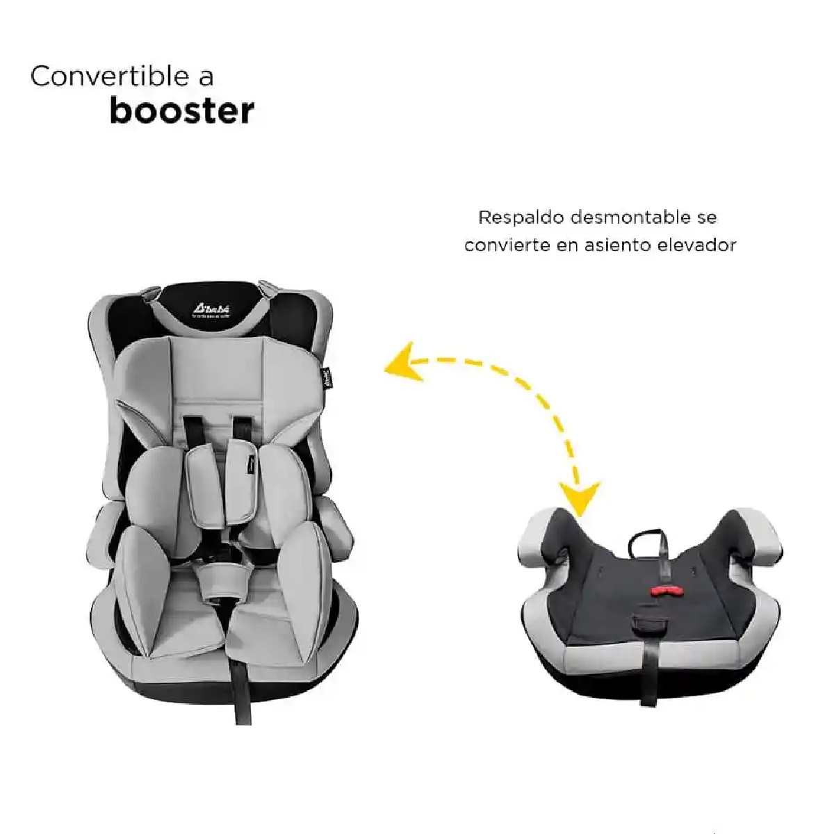 Autoasiento D’Bebé Maxi Convertible a Booster Gris ENDY12