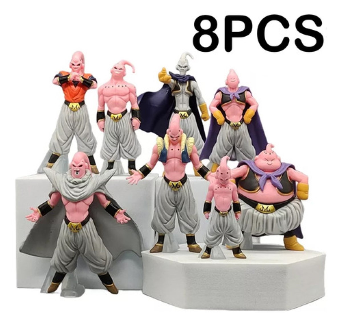 Set Figuras Majin Buu Transformaciones 8 Pzas Coleccionables multicolor
