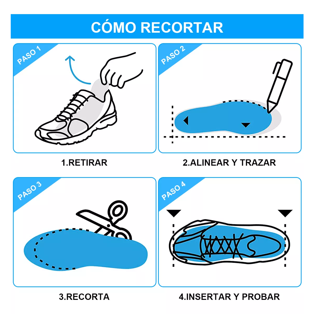 4 Pares Plantilla De Gel Para Ortopedica Absorción Eimpactos Talla L