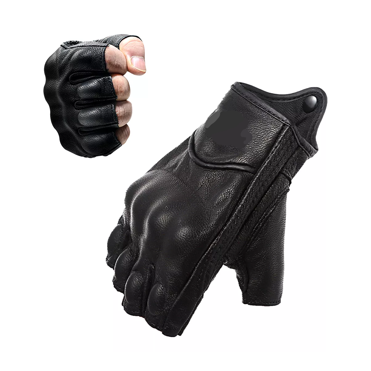 Guantes De 100% Piel De Cabra De Medio Dedo Para Moto Talla  M