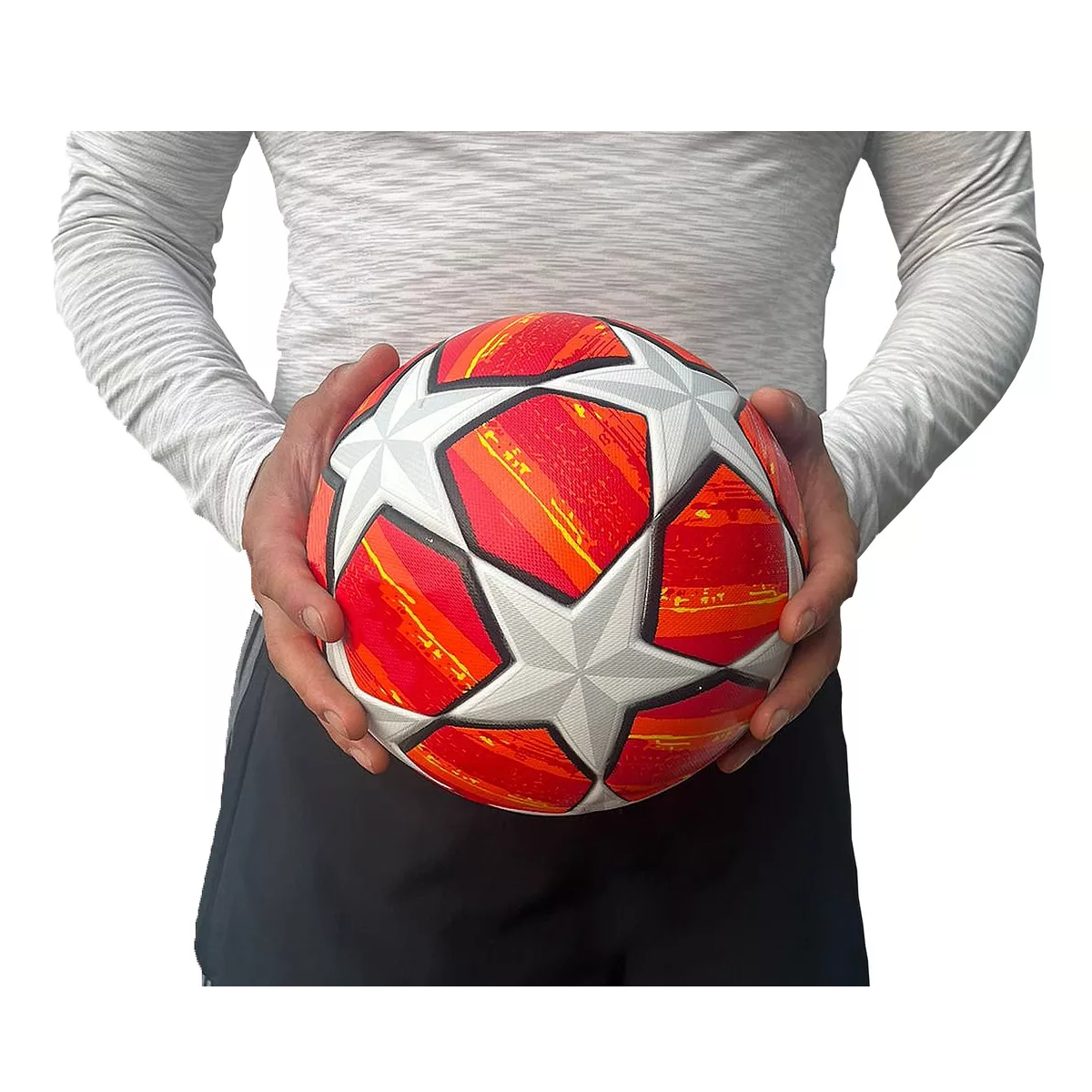 Balón Fútbol Soccer Champions Profesional Estrellas Hibrido Naranja