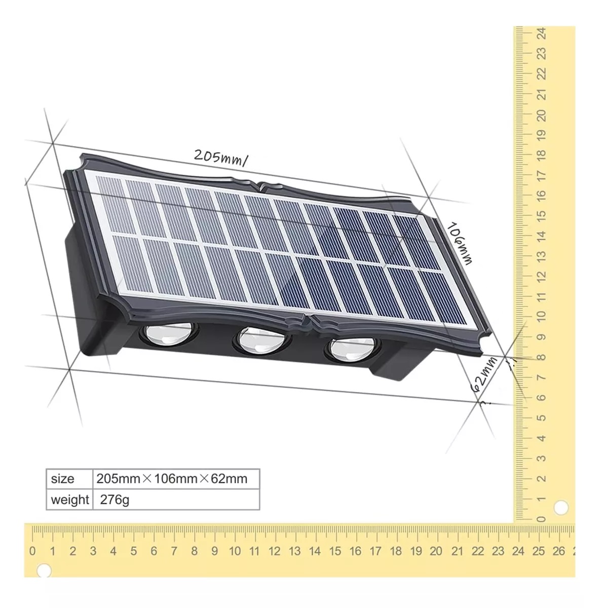 Luminaria Solar Exterior Impermeable Luz Pared Color M1