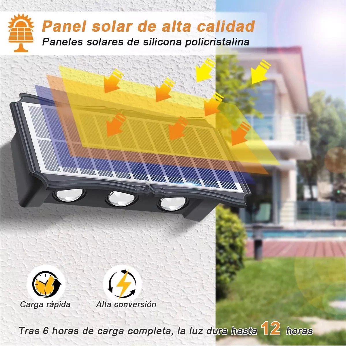 Luminaria Solar Exterior Impermeable Luz Pared Color M1